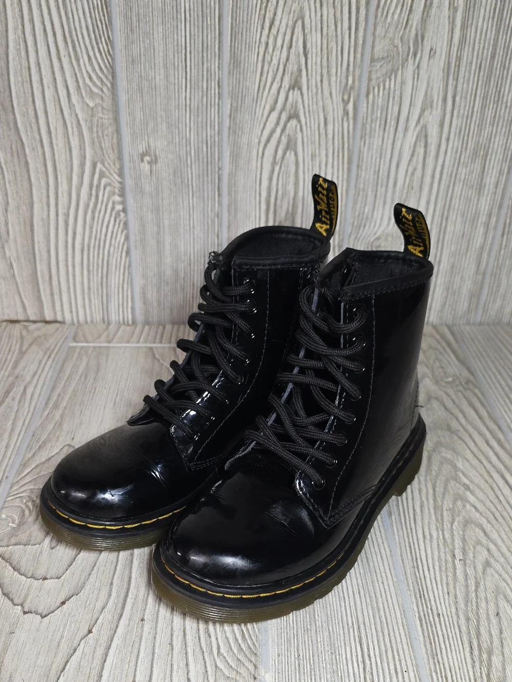 Dr. Martens Kids 1460 Black Patent Leather Combat Boots Unisex Kids Size 13